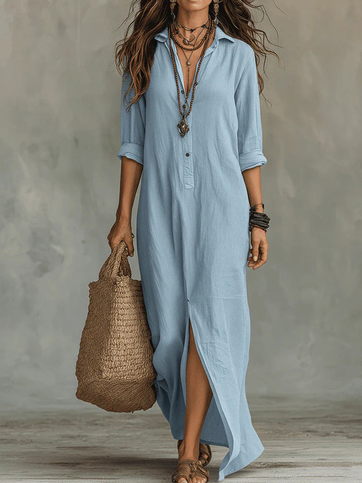 Edyta - Bezwysiłkowa Maxi Sukienka z Flattering Sylwetką, Uniwersalne Codzienne Noszenie