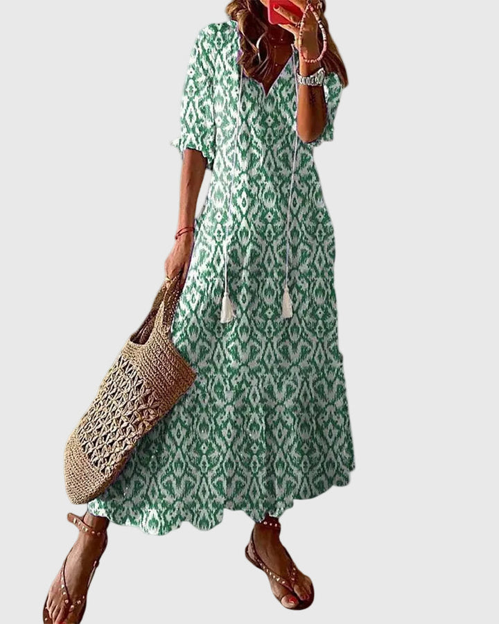 Sabina - Boho Vintage Letnia Sukienka Maxi