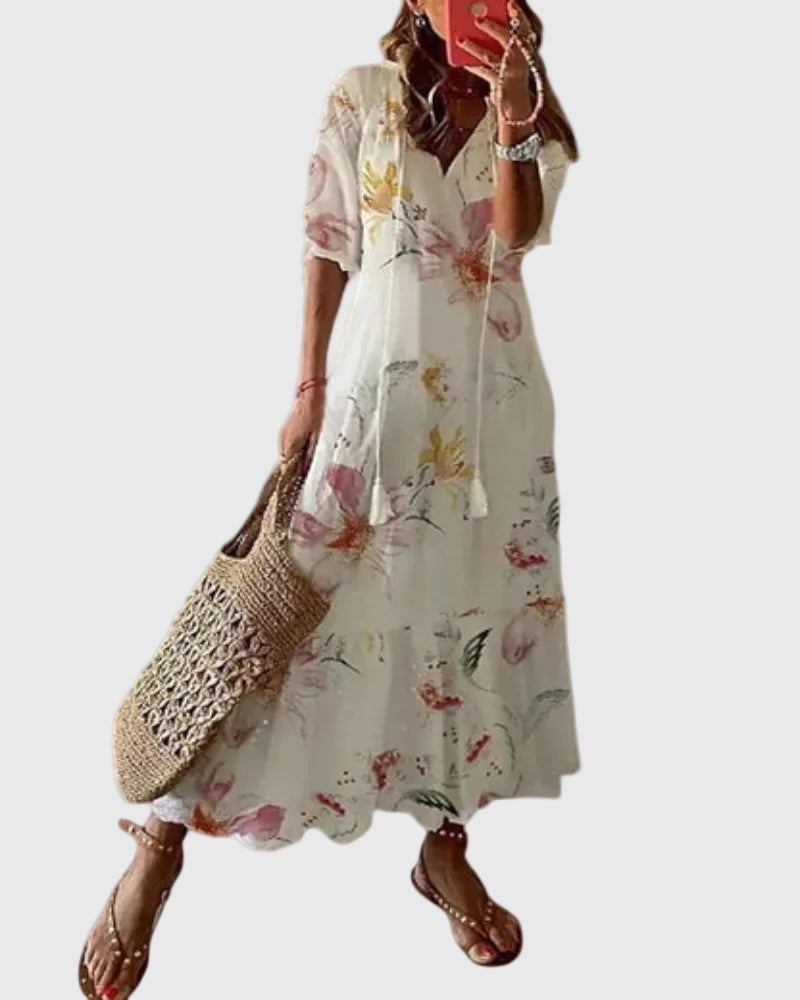 Sabina - Boho Vintage Letnia Sukienka Maxi