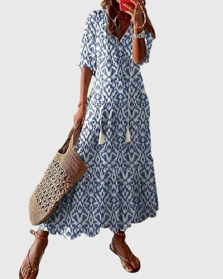 Sabina - Boho Vintage Letnia Sukienka Maxi