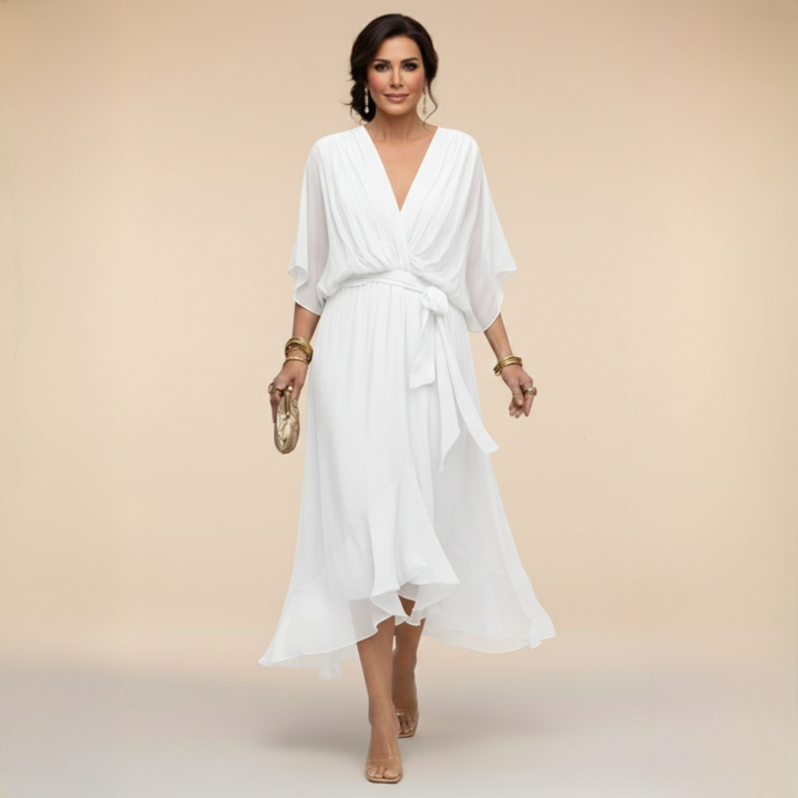 Mariola - Elegancka Sukienka Maxi z Dekoltem w Kształcie V