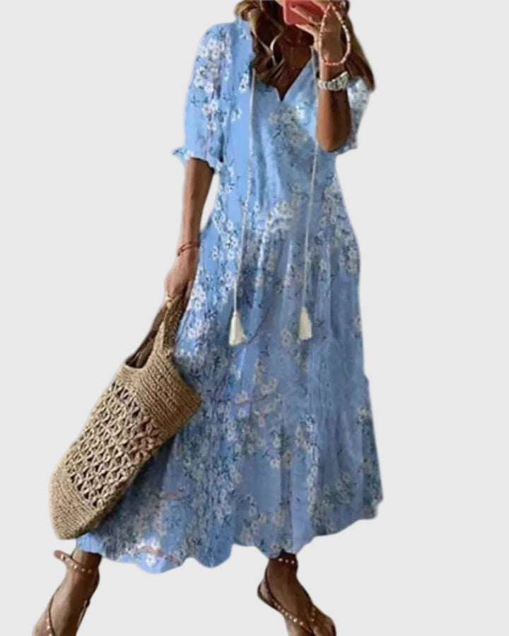 Sabina - Boho Vintage Letnia Sukienka Maxi