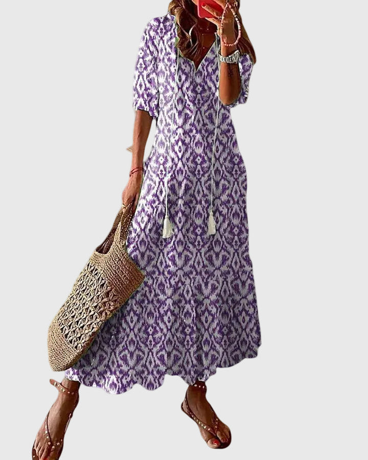 Sabina - Boho Vintage Letnia Sukienka Maxi