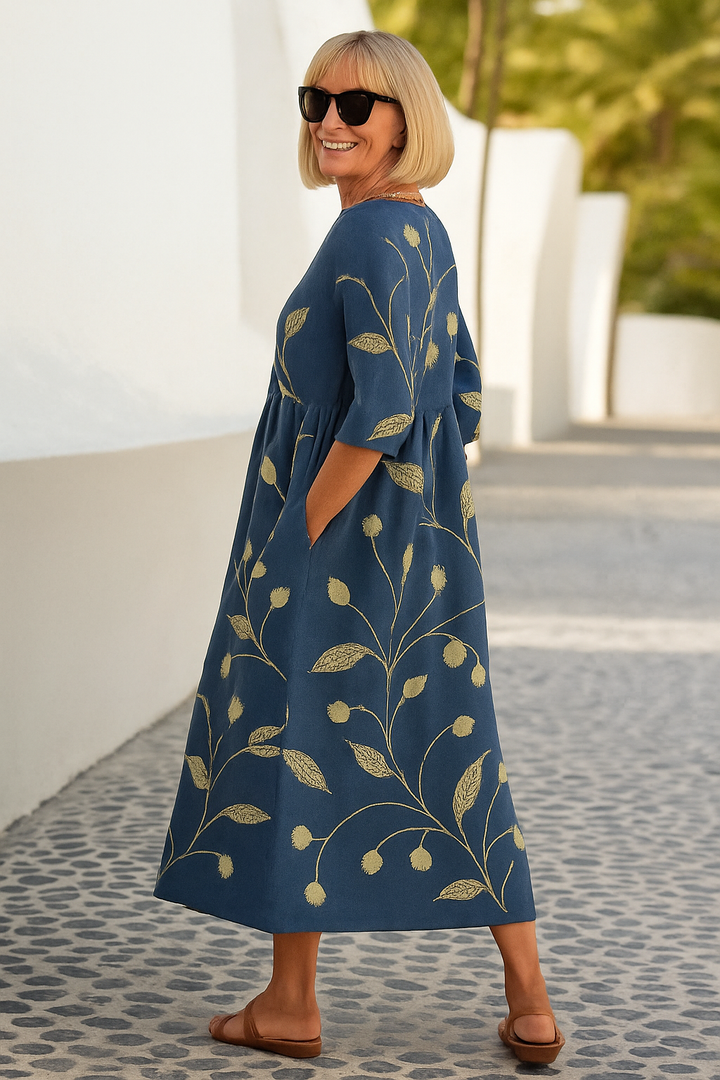 Salomea - Luźna Midi Sukienka - Bezwysiłkowa Elegancja, Codzienny Komfort