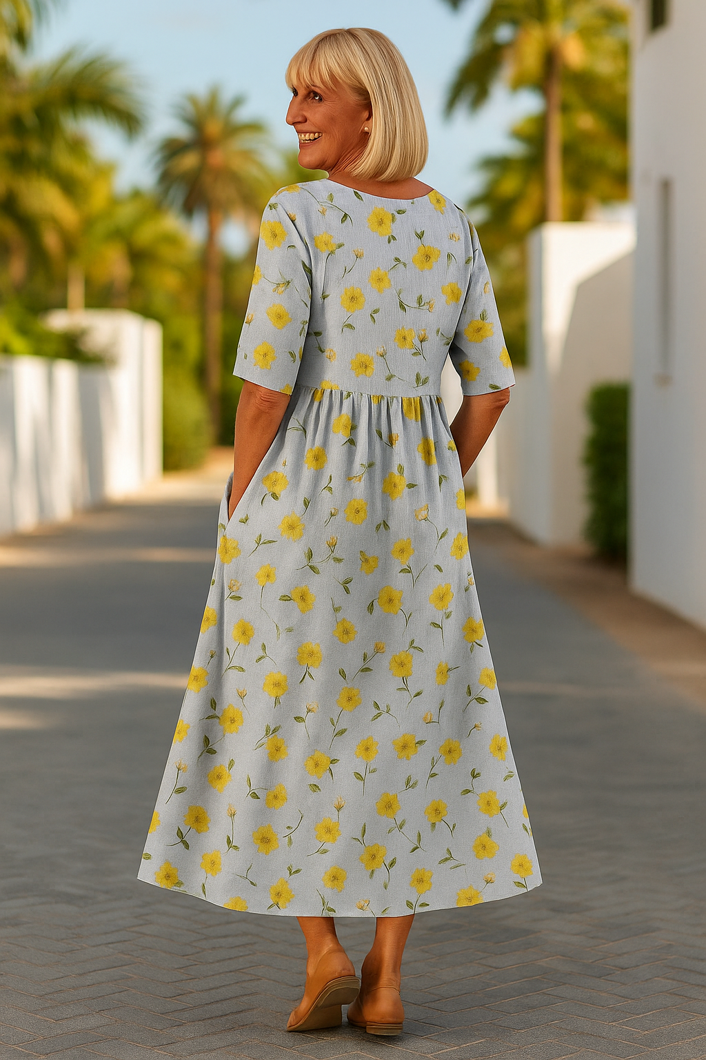 Salomea - Luźna Midi Sukienka - Bezwysiłkowa Elegancja, Codzienny Komfort