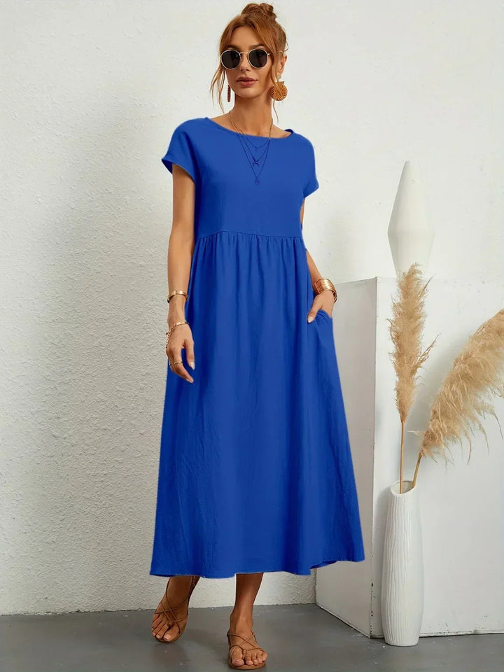 Lucyna - Midi sukienka w płynnej elegancji ponadczasowej