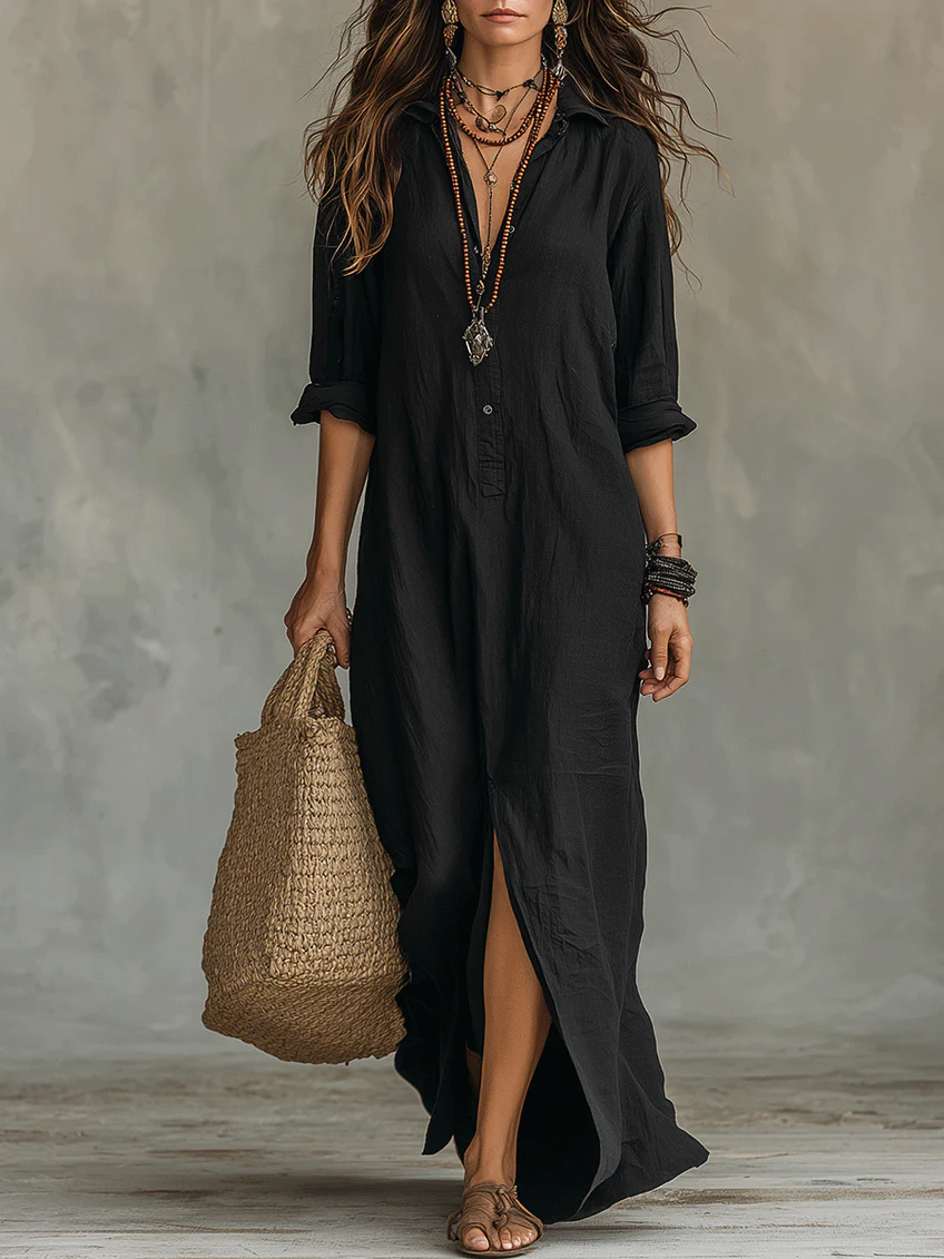 Edyta - Bezwysiłkowa Maxi Sukienka z Flattering Sylwetką, Uniwersalne Codzienne Noszenie