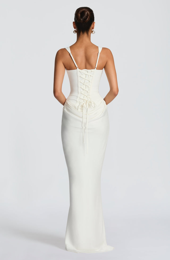 Cornelia - Sukienka Maxi Kremowa
