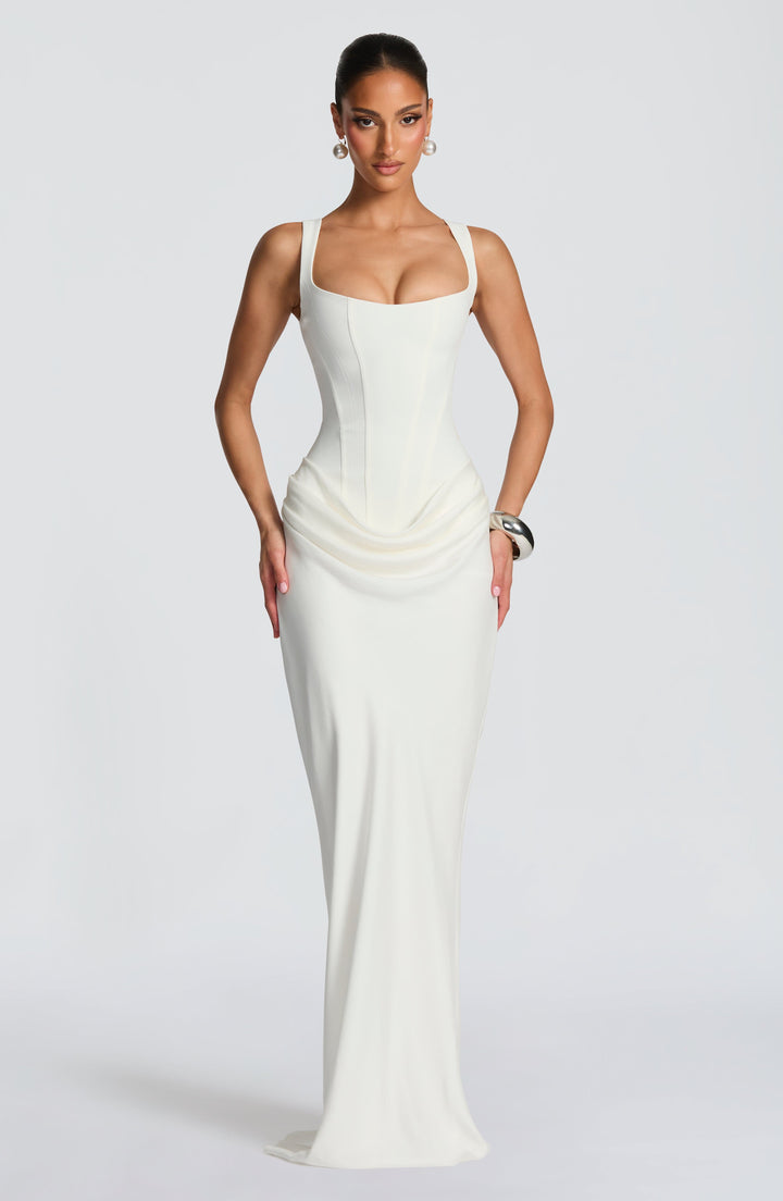 Cornelia - Sukienka Maxi Kremowa