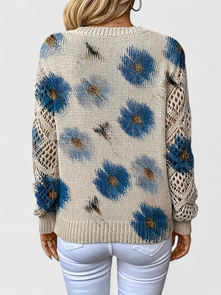 Wysława – Elegancki sweter z kwiatami