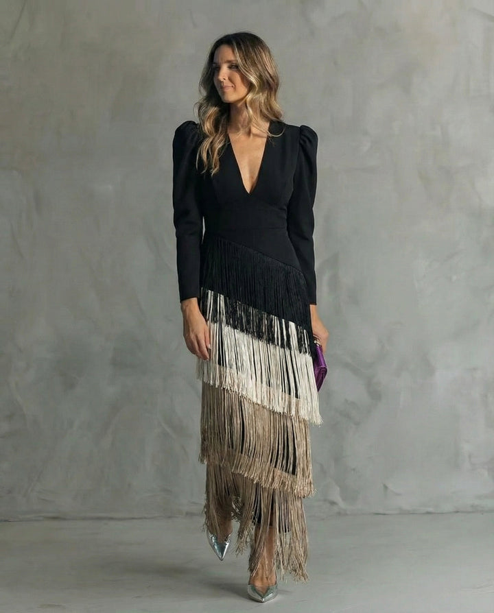 Chiara – Elegancka Sukienka z Frędzlami