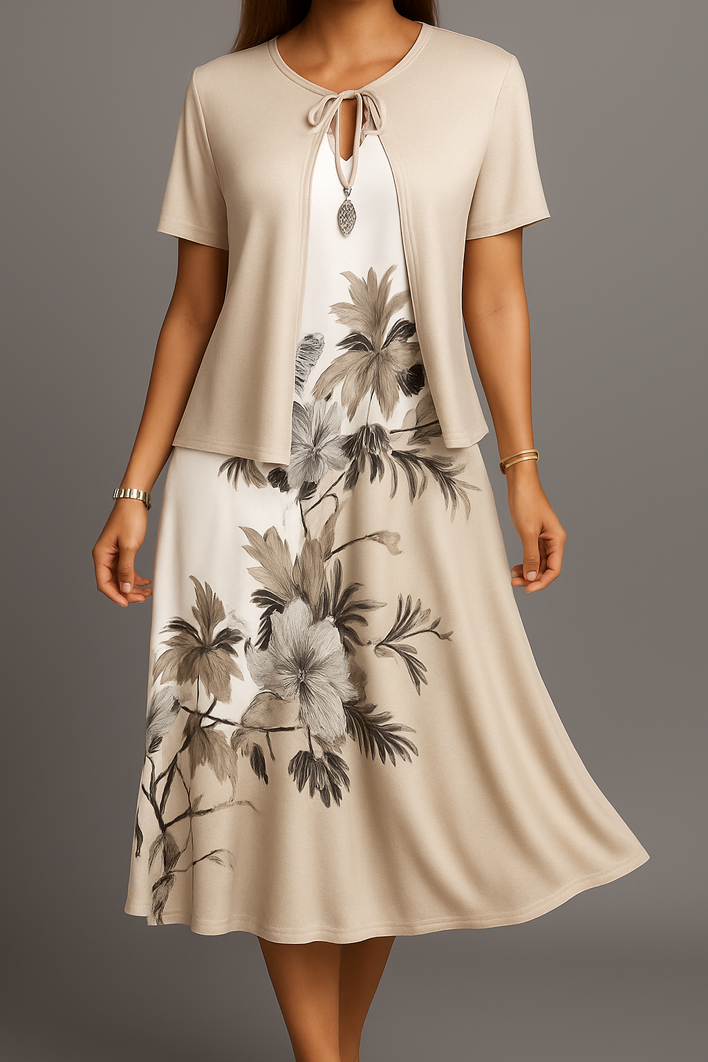 Ewa - Elegancka Boho Jersey Midi Sukienka