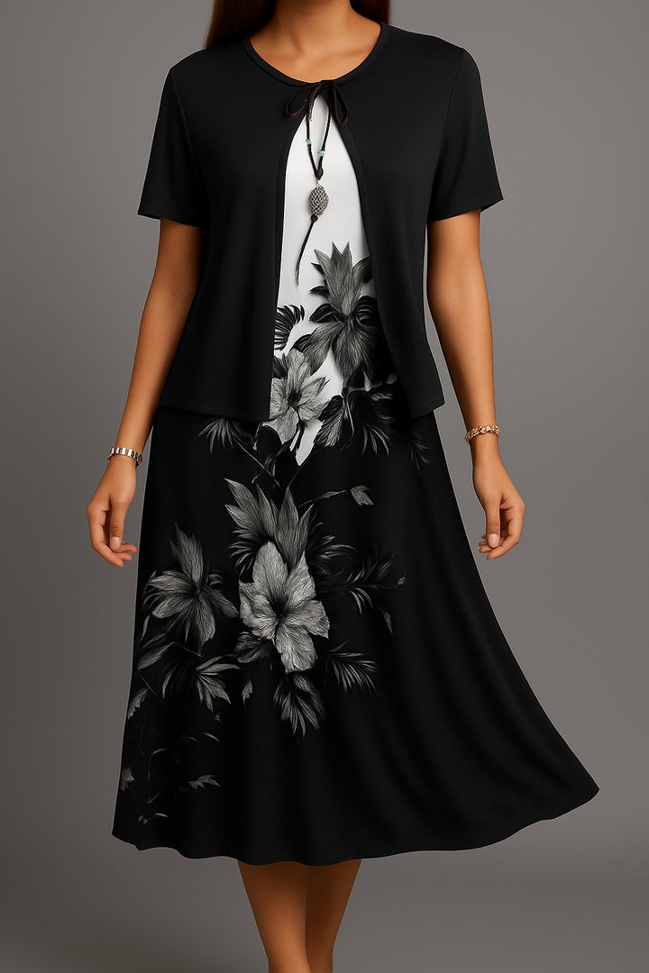 Ewa - Elegancka Boho Jersey Midi Sukienka