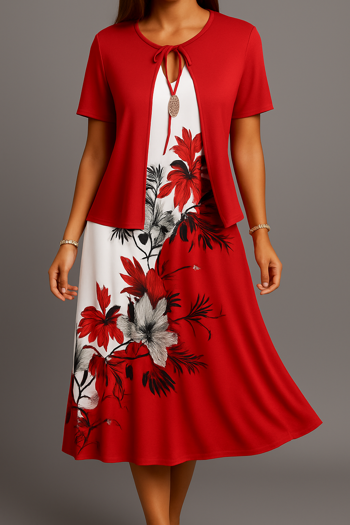Ewa - Elegancka Boho Jersey Midi Sukienka